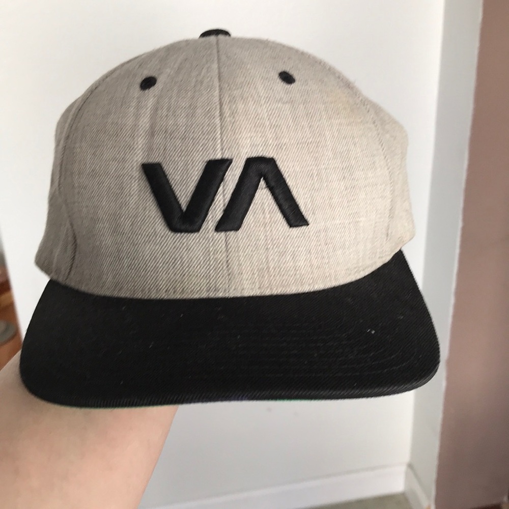 NICE RVCA HAT GREY AND BLACK BIT OF PAINT UNDER BILL OTHERWISE GREAT CONDITION